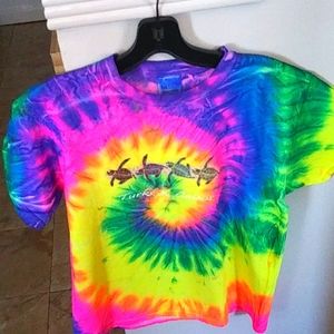 GILDEN TURKS & CAICOS WOMEN'S CREW NECK TEE SHIRT,TIE DYE/MULTI COLOR, S-MED